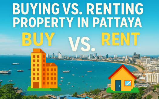 Buying vs Renting Property in Pattaya 2025 – Modern beachfront condos and city skyline view