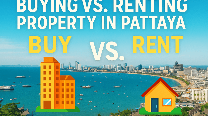 Buying vs Renting Property in Pattaya 2025 – Modern beachfront condos and city skyline view