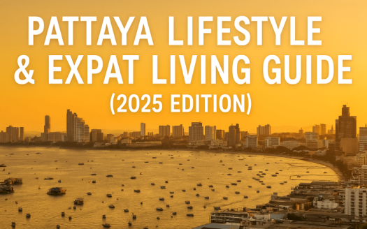 Pattaya Lifestyle & Expat Living Guide 2025 featured image with a real Pattaya skyline and gold overlay.
